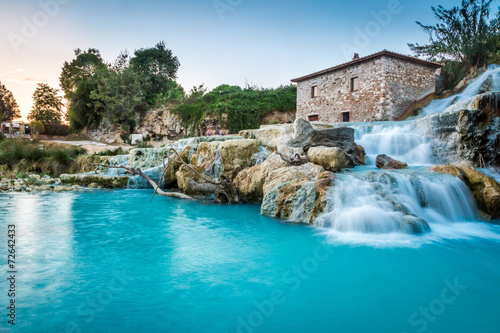 Natural spa with waterfalls in Tuscany, Italy photo