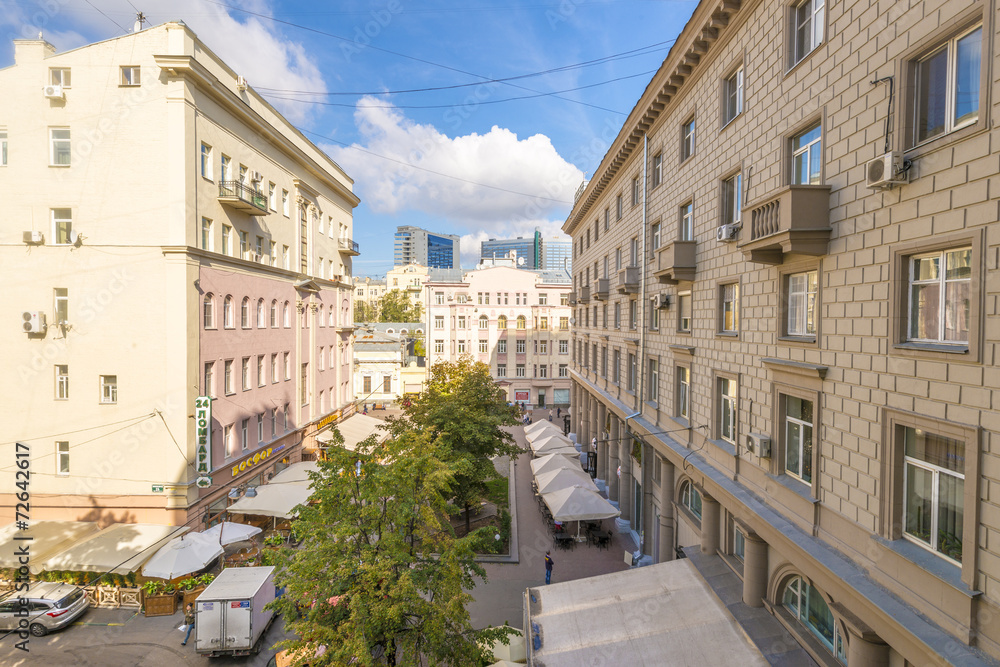 Streets and houses in the center of old Moscow