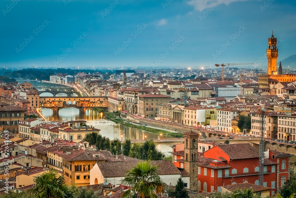 Sunset over vintage Florence, Italy