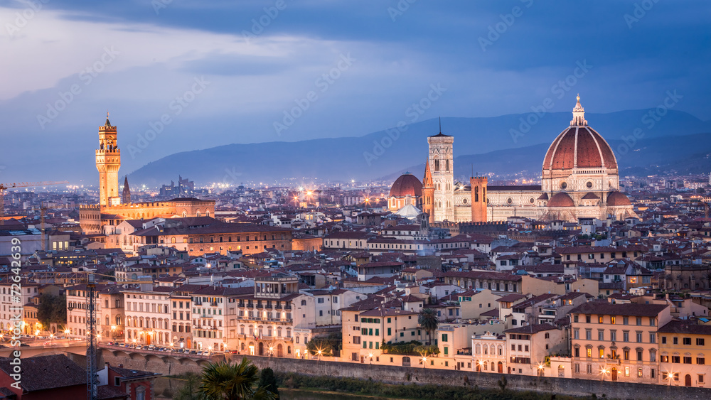 Beautiful view at sunset on the Santa Maria del Fiore in Florenc