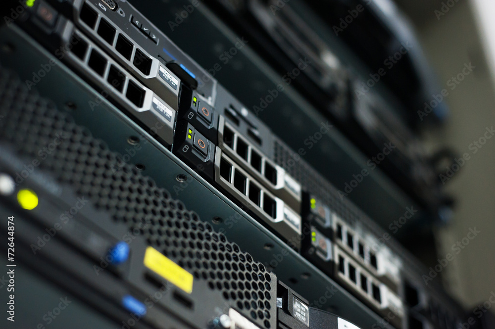 Core servers in data center room . Core servers in data center room .