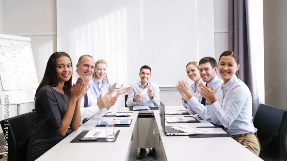 smiling business people meeting in office smiling business people meeting in office