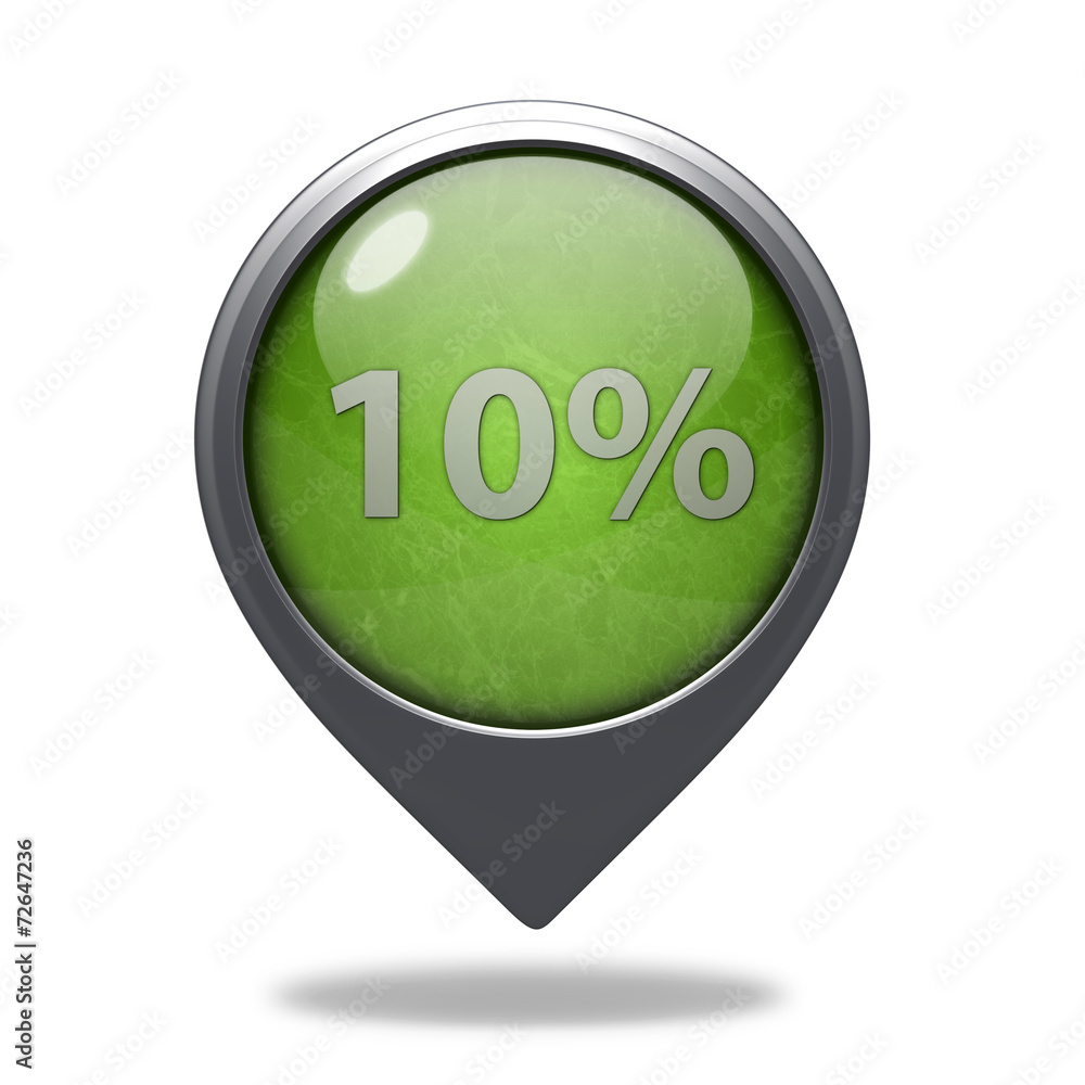 Ten percent pointer icon on white background Ten percent pointer icon on white background