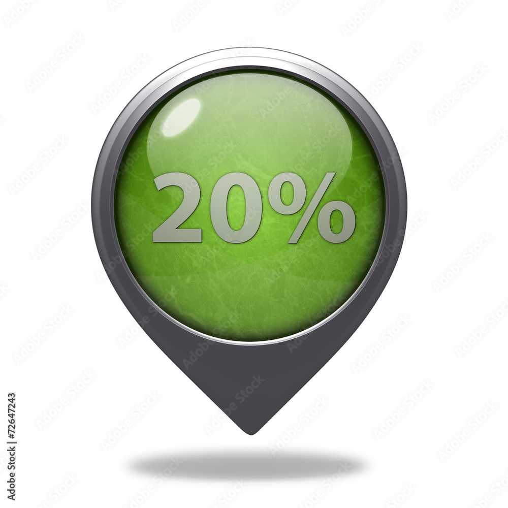 Twenty percent pointer icon on white background Twenty percent pointer icon on white background
