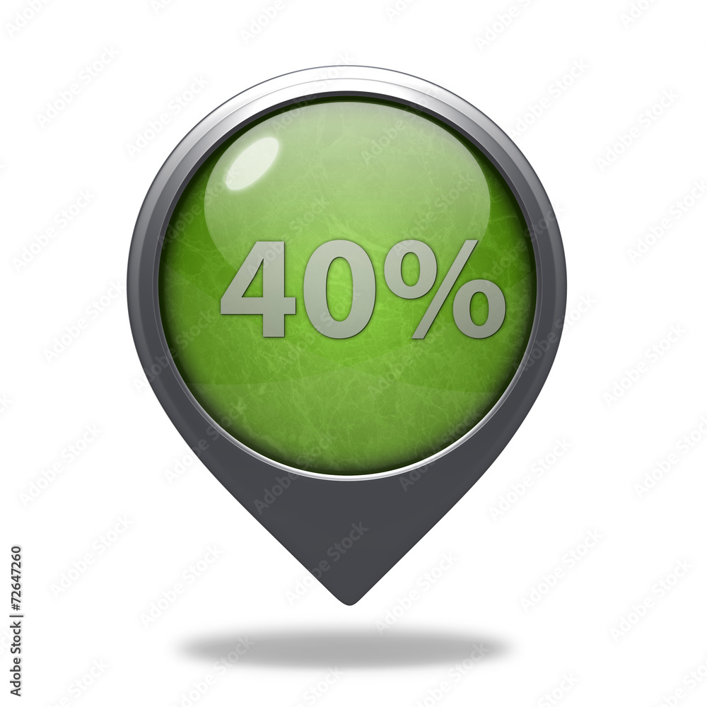 Fourty percent pointer icon on white background Fourty percent pointer icon on white background