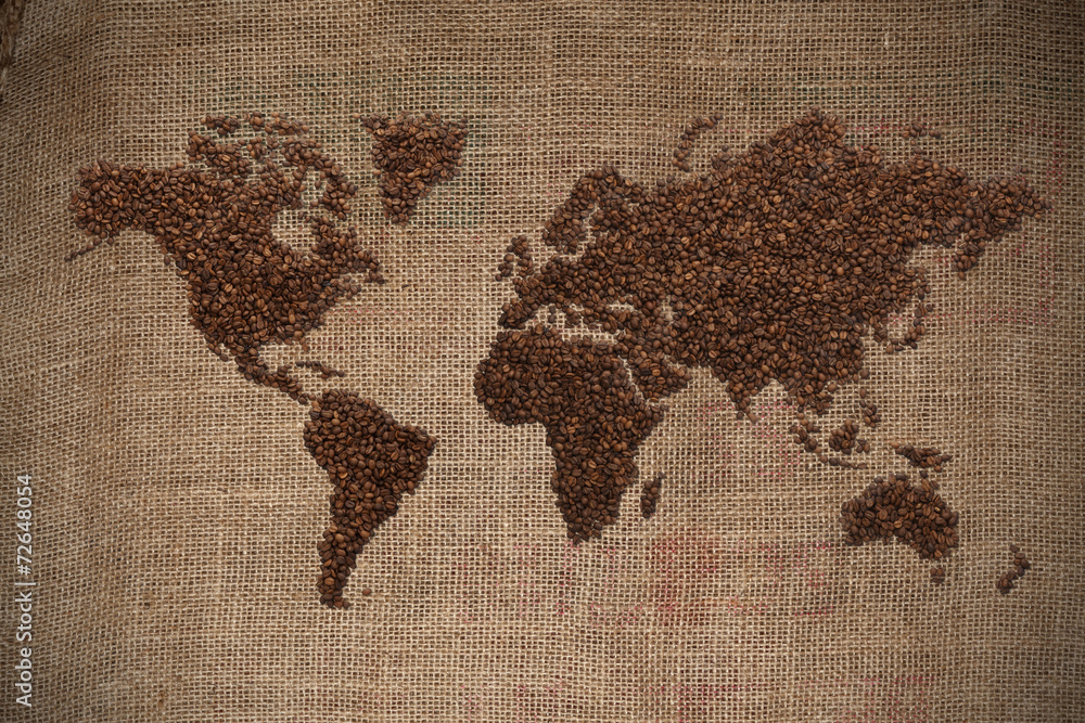 Fototapeta premium Coffee world map