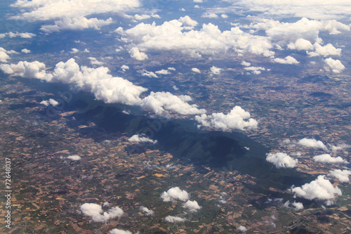 Fotografie Aerial view of clouds and village