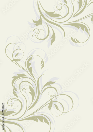 Floral pattern with decorative branch. Vector illustration.