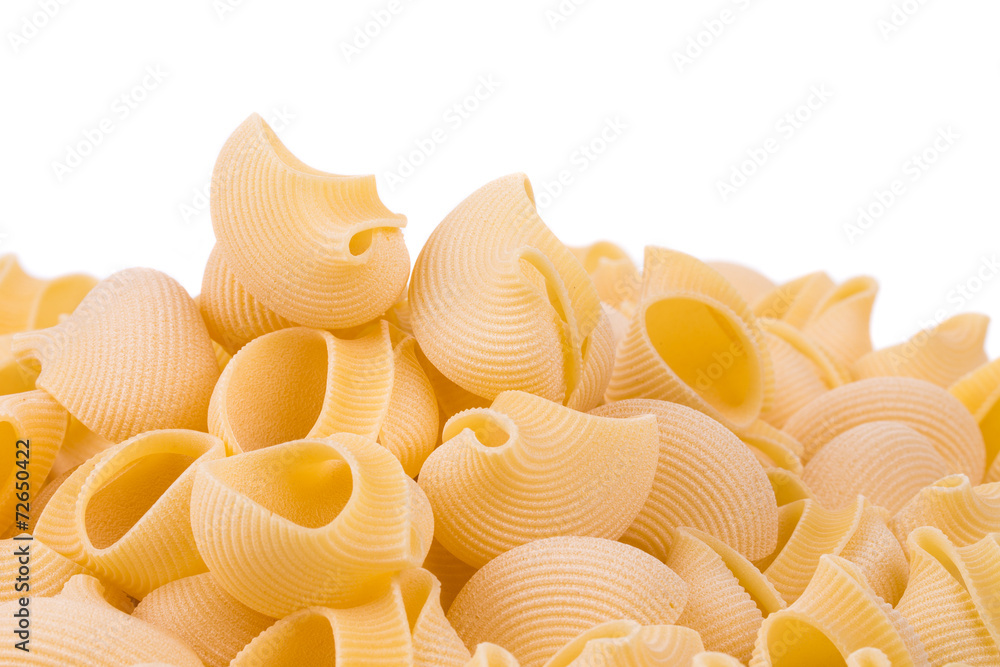 Uncooked pasta lumaconi. Uncooked pasta lumaconi.