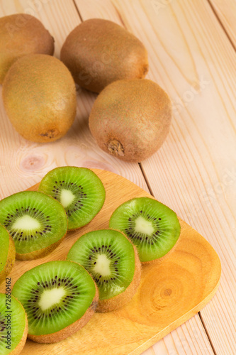 Close up of sliced ripe kiwi fruits