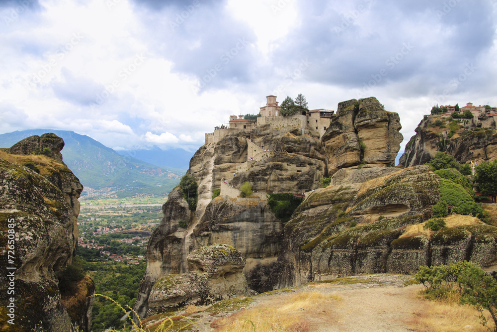 Big  mountain rocks  in Greece in Meteora religious site in Greece