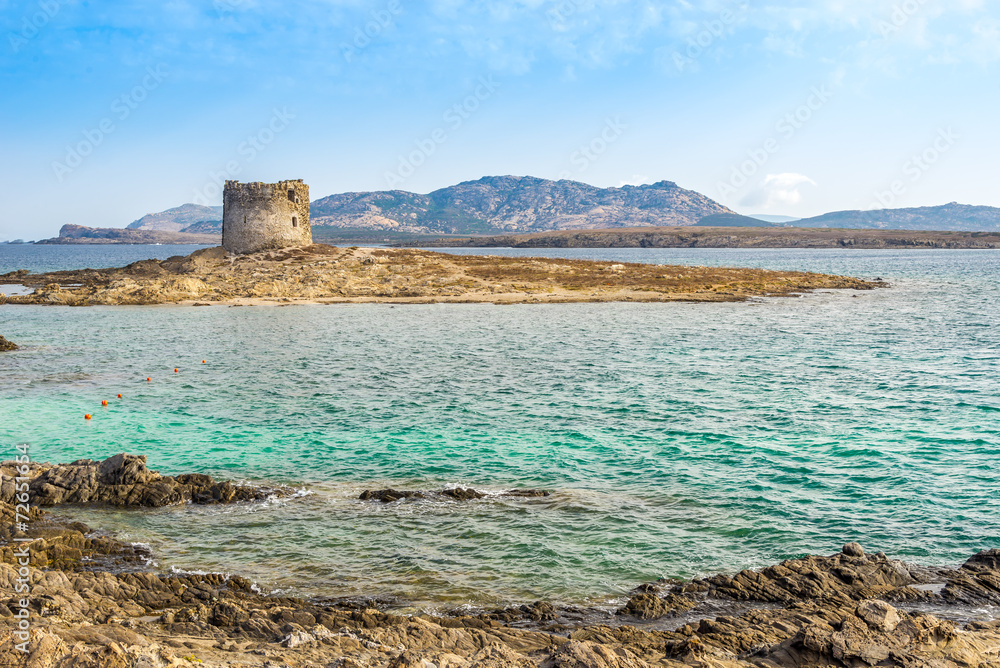 Watchtower Pelosa near Stintino beach in Sardinia