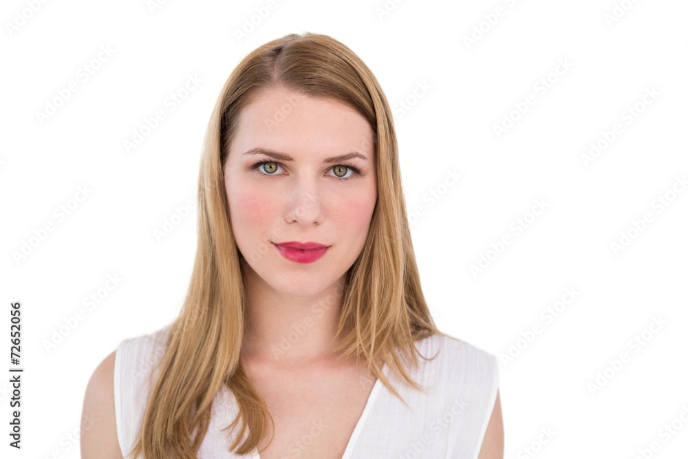 Portrait of a serious blonde woman looking at camera Portrait of a serious blonde woman looking at camera