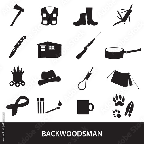 black backwoodsman icon set eps10