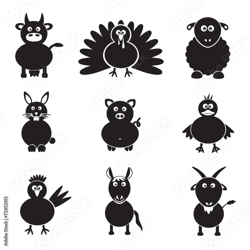farm animals simple icons set eps10
