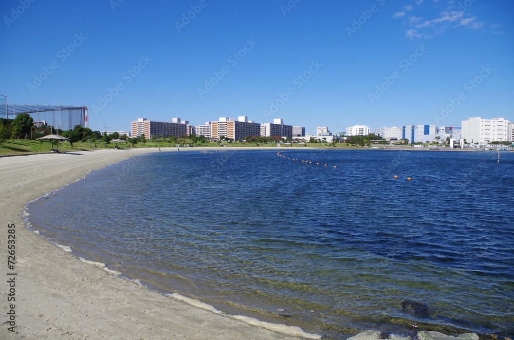 Obraz premium Zatoka Tokijska i piaszczysta plaża