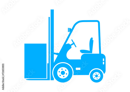Blue forklift icon on white background