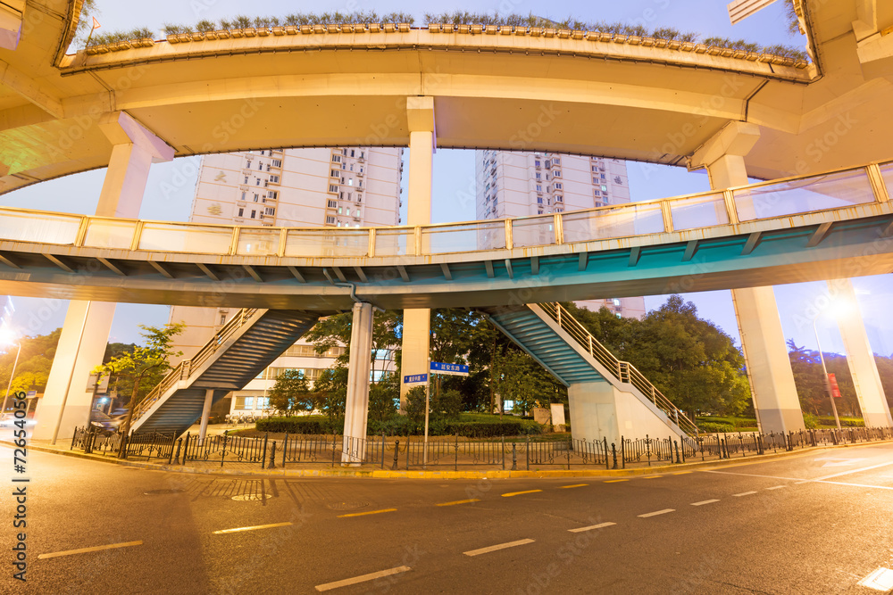 Fototapeta premium overpass bridge, low angle view at shanghai china