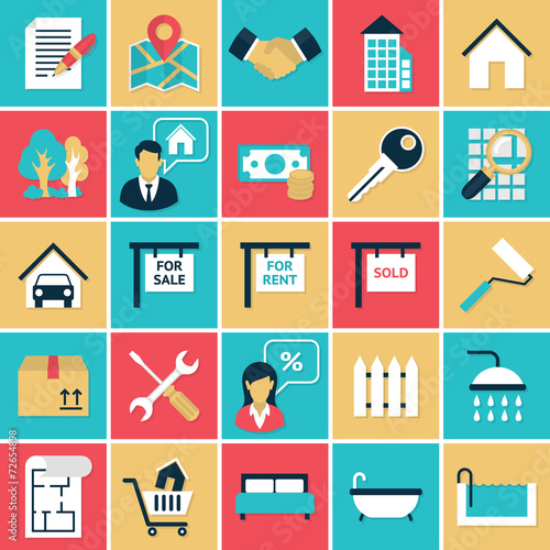 Real Estate flat icons set