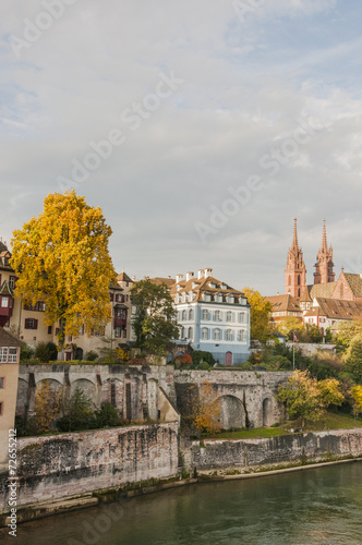 Basel, Stadt, historische Altstadthäuser, Rhein, Schweiz
