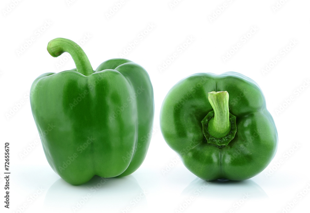 Green pepper on white background Green pepper on white background