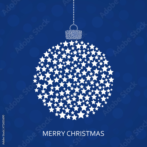 Christmas ball made of stars on blue background