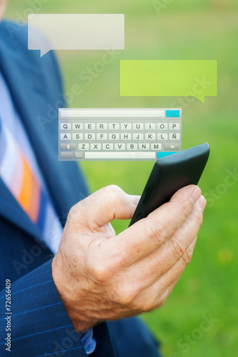 Man texting with Smartphone