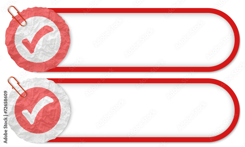 Fototapeta premium two buttons with texture crumpled paper and check box