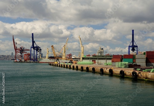 Istanbul Haydarpasha Port in cloudy day photo