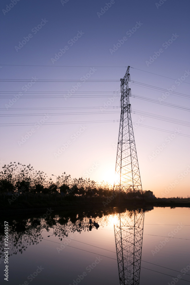 high voltage transmittion tower and landscape