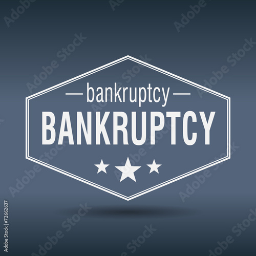 bankruptcy hexagonal white vintage retro style label