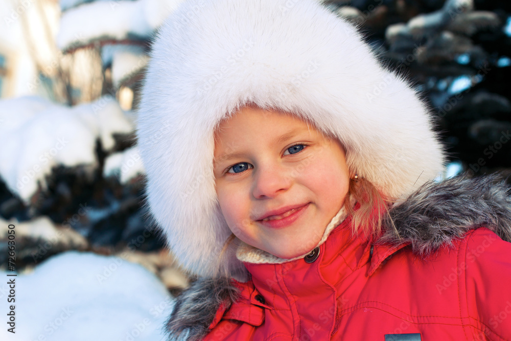 little girl in a white fluffy hat little girl in a white fluffy hat