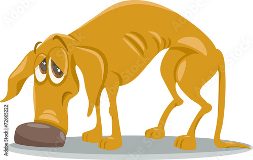 sad homeless dog cartoon illustration