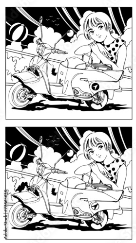 スクーターと少女（間違い探し）