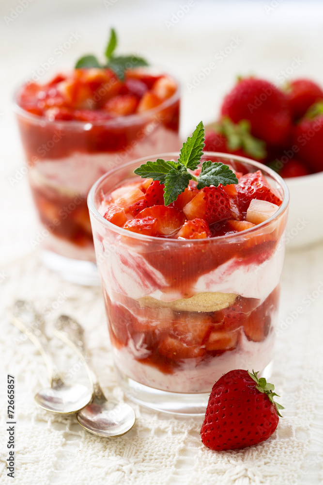 Strawberry dessert with fresh berries Strawberry dessert with fresh berries