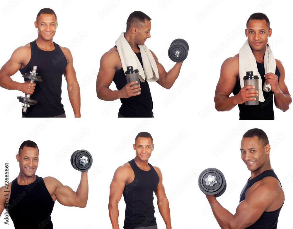 Sequence of latin man in the gym Sequence of latin man in the gym