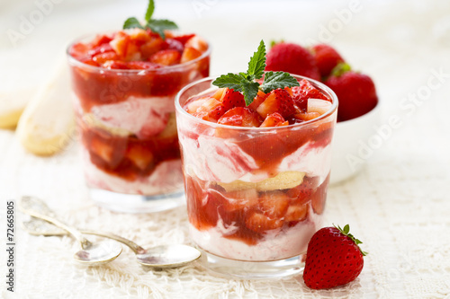 Strawberry dessert with fresh berries #72665805