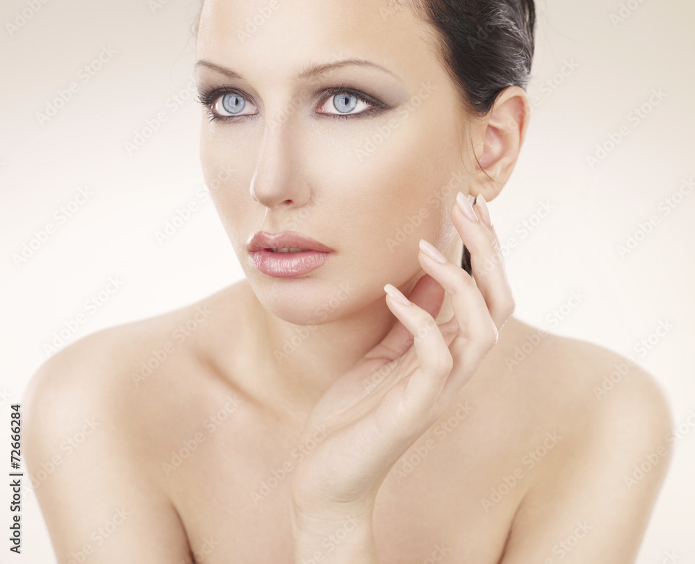 Glamour portrait of beautiful woman model with fresh daily makeu