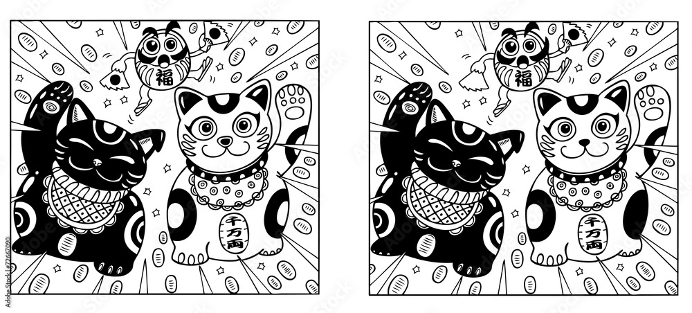 招き猫 間違い探し Stock ベクター Adobe Stock