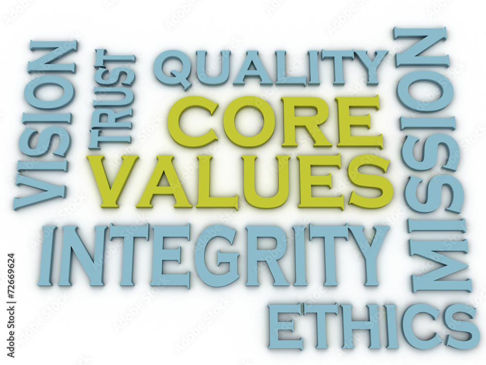 3d imagen Core values issues and concepts word cloud background 3d imagen Core values issues and concepts word cloud background