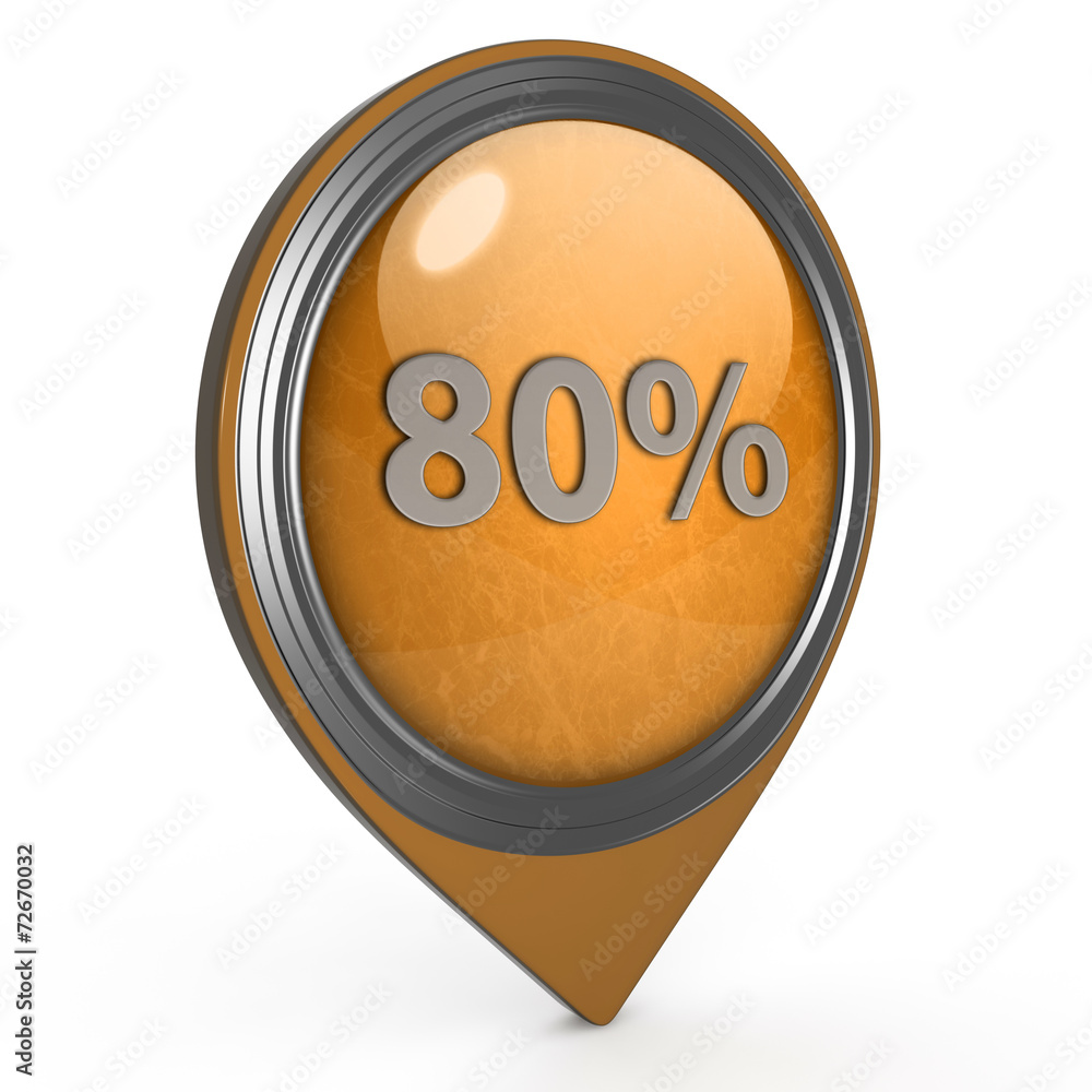 Eighty percent pointer icon on white background Eighty percent pointer icon on white background