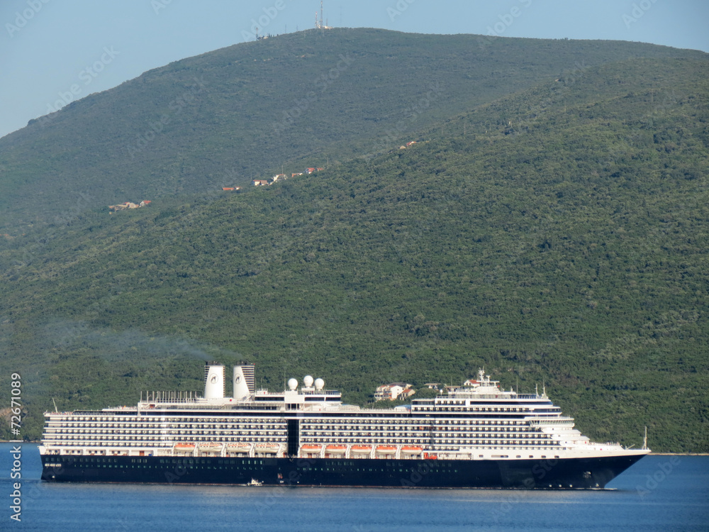 Cruiser arriving in Herceg Novi, Montenegro