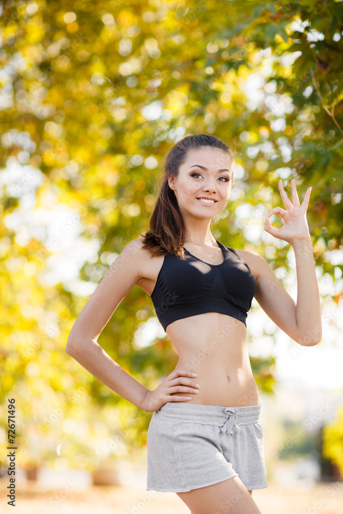 The beautiful girl after fitness classes. The beautiful girl after fitness classes.