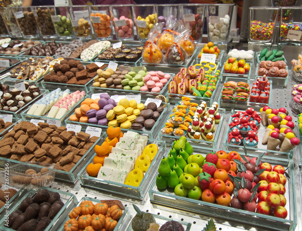Colorful candy in the Barcelona La Boqueria Market