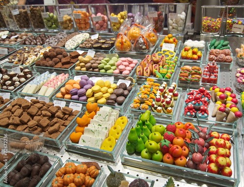 Colorful candy in the Barcelona La Boqueria Market