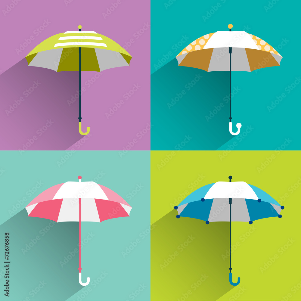 Umbrella sign. Various color and design parasol.