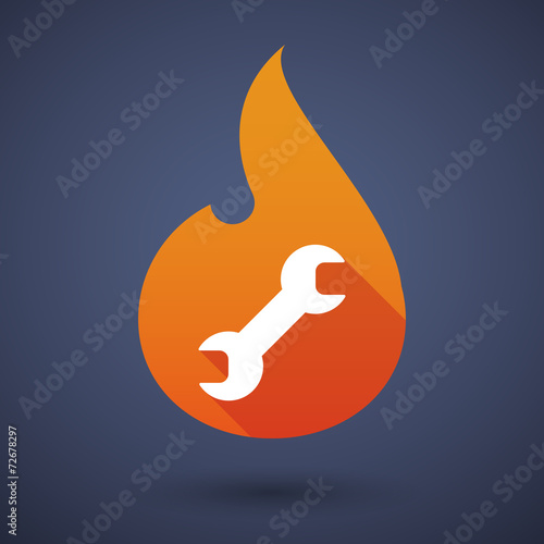 Flame icon with a monkey wrench