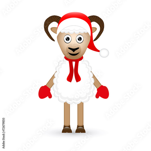 Christmas sheep on white background