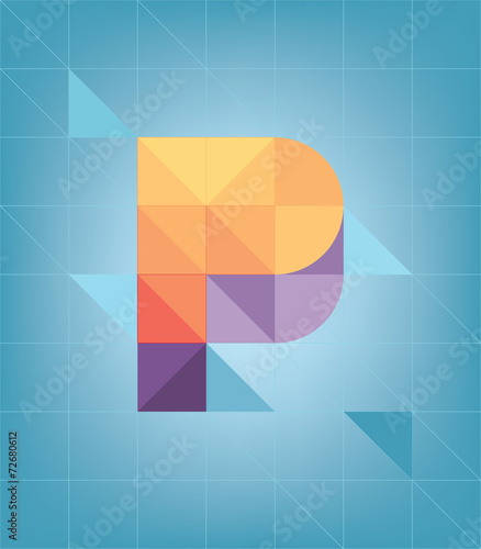 Colorful cubic alphabet P