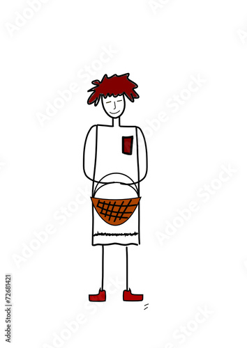 Frau mit Einkaufskorb in der Hand